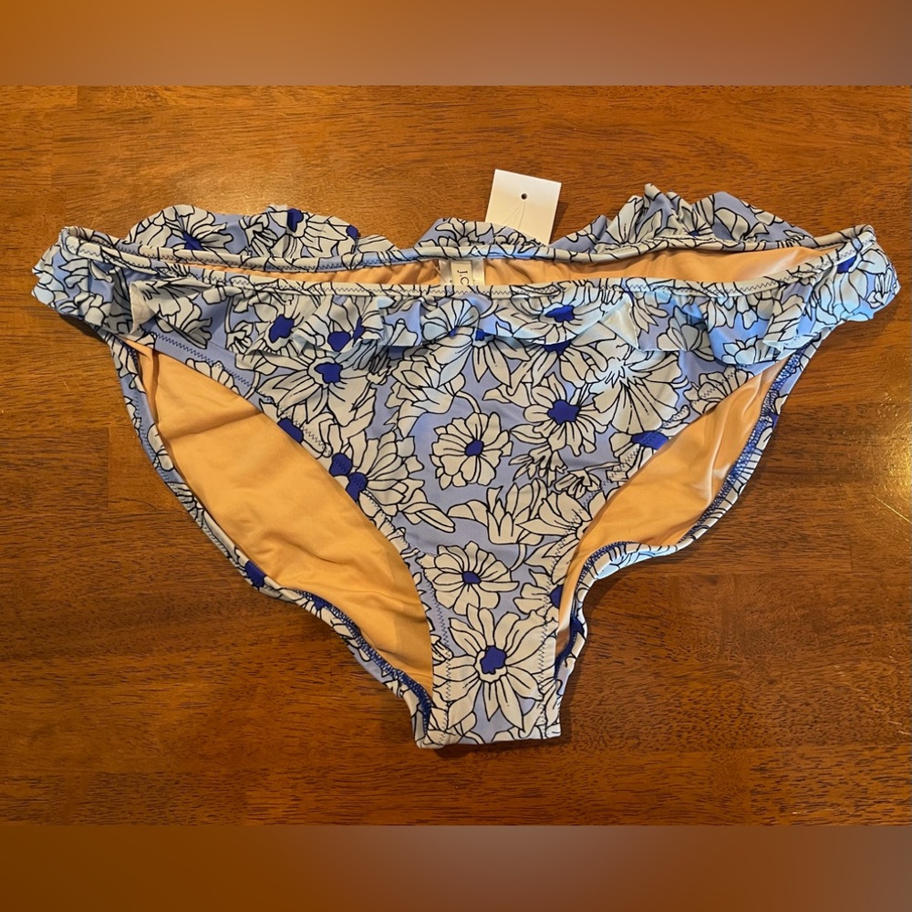 J Crew Ruffled Floral Bikini Bottoms blue XL